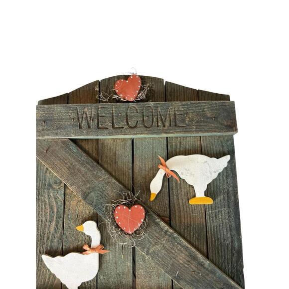 Vintage Wooden Welcome Friends Goose Wall Decor Rustic Farmhouse Sign 12x9 - Picture 3 of 7